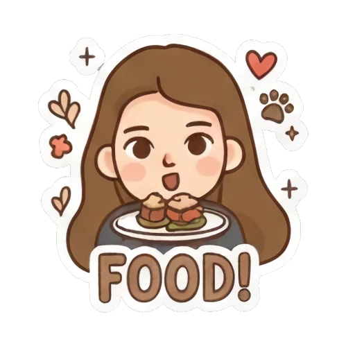 Hungry girl food Girl's Daily Moods sticker for expressive chats and social replies.