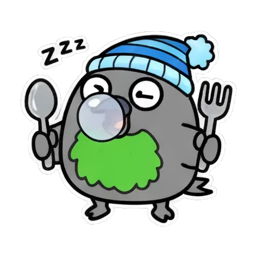 戴帽睡觉的小鸟 Cute Leaf Bird Expressions sticker for expressive chats and social replies.