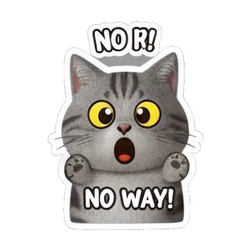 表示拒绝的猫咪 Gray Tabby Cat Expressions sticker for expressive chats and social replies.