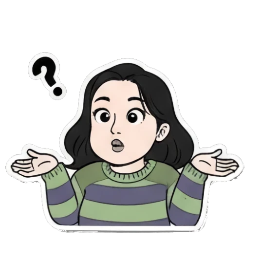 困惑疑问HUH Cartoon Girl Expressions sticker for expressive chats and social replies.