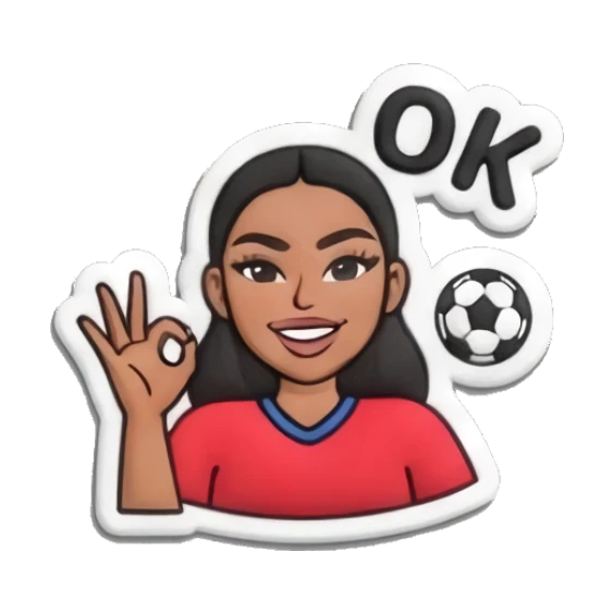 Girl making OK sign with soccer ball, happy expression Sporty Girl Vibes sticker for expressive chats and social replies.