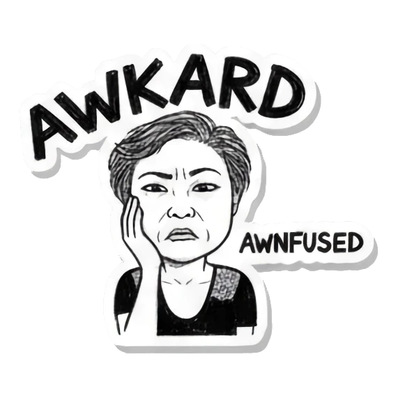 阿姨尴尬AWKWARD Auntie's Daily Moods sticker for expressive chats and social replies.