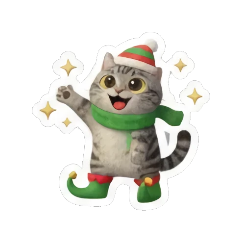 小猫抱爱心大笑 Festive Tabby Expressions sticker for expressive chats and social replies.