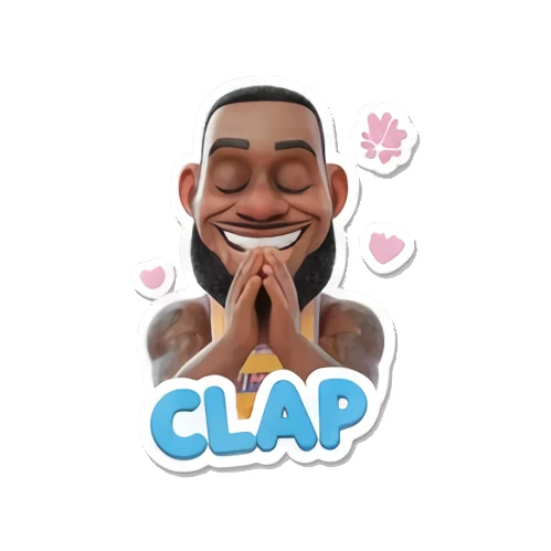 LeBron James clapping hands with 'CLAP' text LeBron Basketball Star Expressions sticker for expressive chats and social replies.