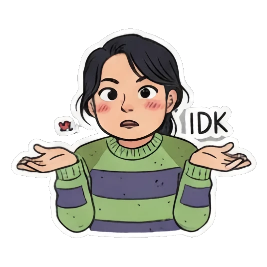 摊手IDK Doodle Girl's Moods sticker for expressive chats and social replies.