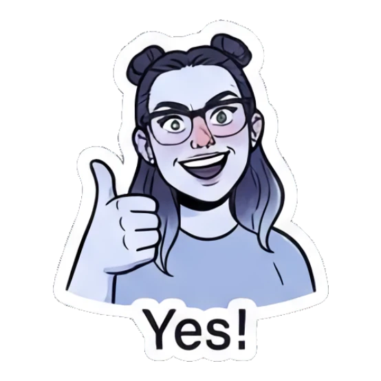 Excited girl giving a thumbs up saying Yes Modern Girl Daily Vibes sticker for expressive chats and social replies.