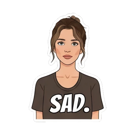 Sad 'SAD.' expression Young Woman's Expression Pack sticker for expressive chats and social replies.