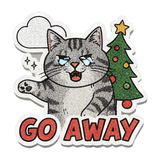 grumpy cat telling someone to go away Retro Grumpy Cat Vibes sticker for expressive chats and social replies.