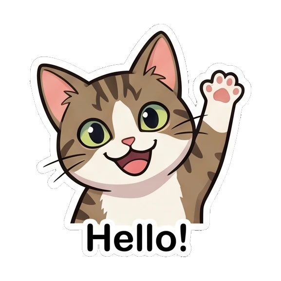 Tabby cat waving hello with a friendly smile Tabby Cat Daily Adventures sticker for expressive chats and social replies.