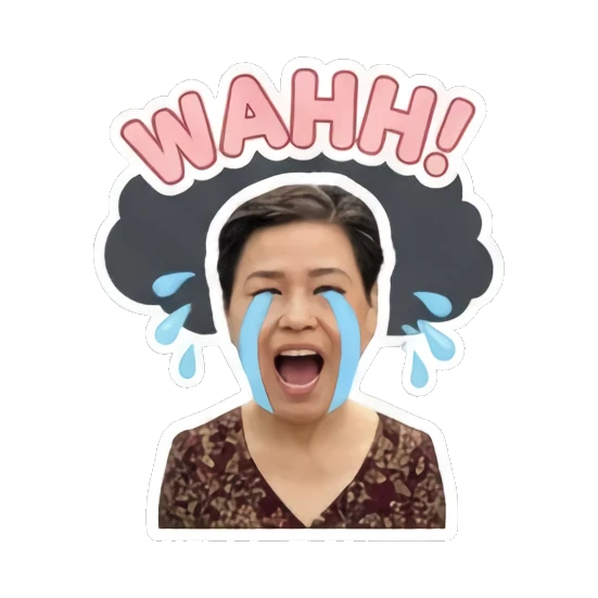 crying mother Cheerful Middle-Aged Mom sticker for expressive chats and social replies.