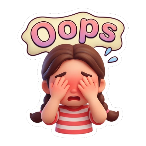Girl covering eyes with oops text Cute Braided Girl Daily sticker for expressive chats and social replies.