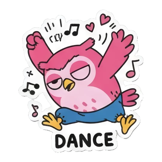 快乐跳舞DANCE Pink Owl Expression Stickers sticker for expressive chats and social replies.