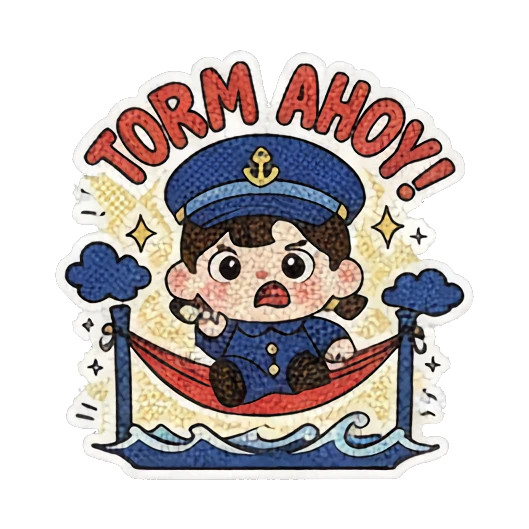 发现陆地，水手兴奋 Little Sailor's Nautical Adventures sticker for expressive chats and social replies.