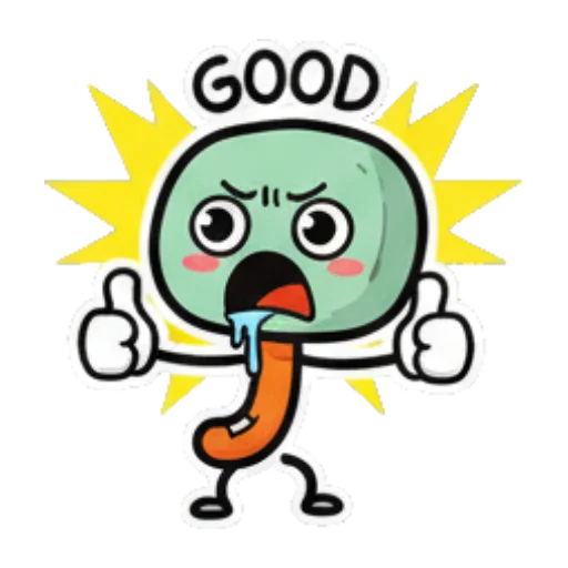 惊讶称赞 Expressive Green Blob sticker for expressive chats and social replies.