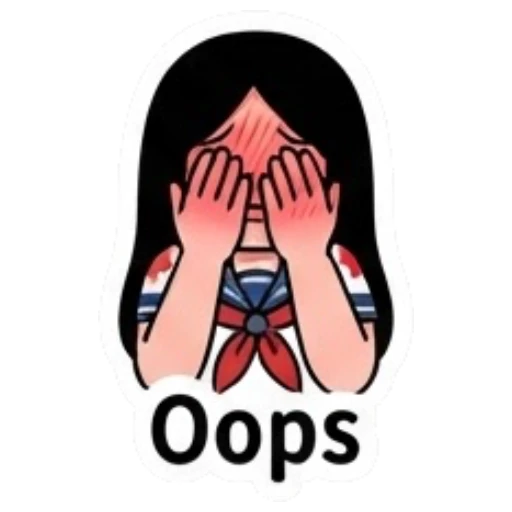 Embarrassed schoolgirl covering her face with hands and text Oops Yandere Schoolgirl Vibes sticker for expressive chats and social replies.