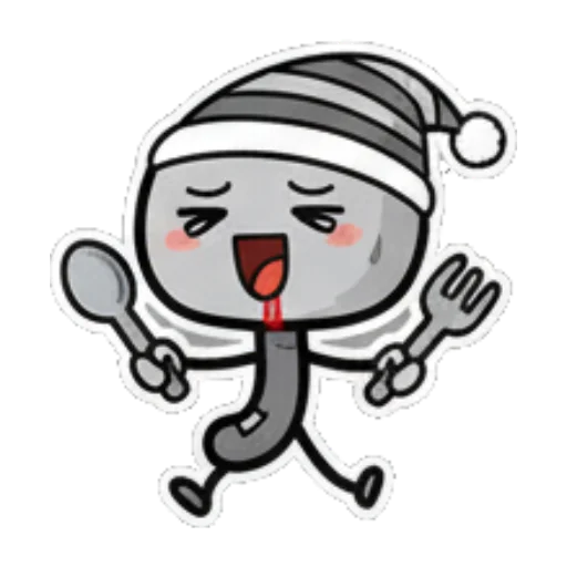 小人拿着餐具流口水 Expressive Grey Blob sticker for expressive chats and social replies.