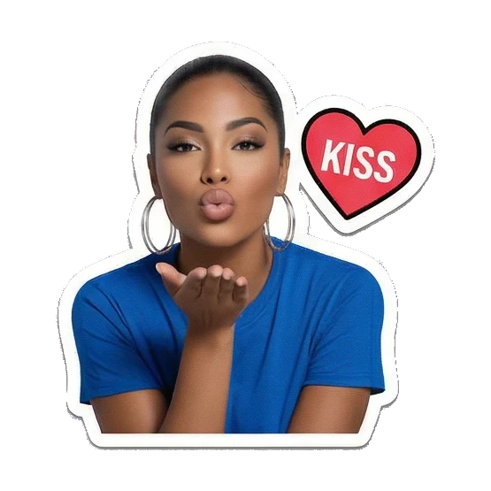 Affectionate woman blowing kiss Modern Latina Daily Vibes sticker for expressive chats and social replies.