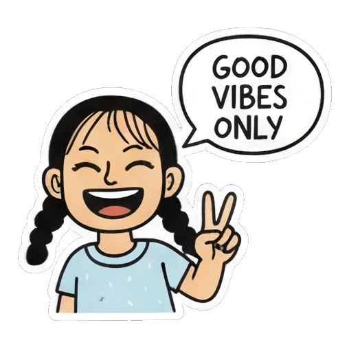 双马尾女孩比耶开心 Playful Pigtail Girl sticker for expressive chats and social replies.