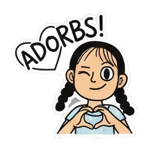 女孩双手比心可爱 Playful Pigtail Girl sticker for expressive chats and social replies.