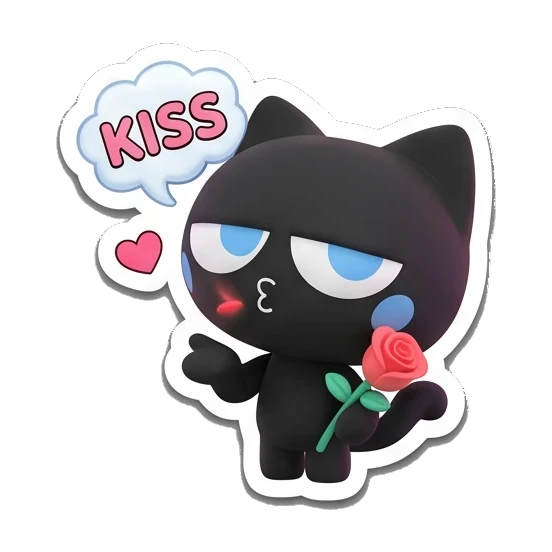 黑猫送出玫瑰花 Melodic Black Cat sticker for expressive chats and social replies.