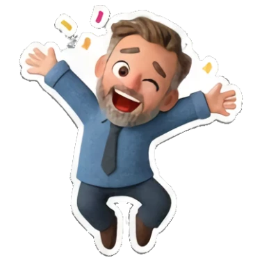 大叔开心跳跃 Cheerful Bearded Guy sticker for expressive chats and social replies.