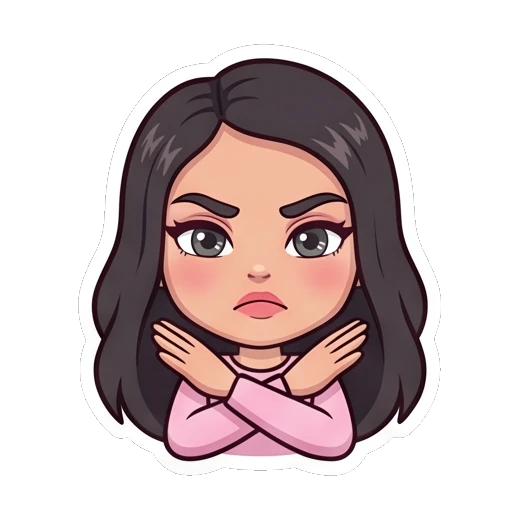 Girl crossing arms with a grumpy face Cheerful Girl Daily Life sticker for expressive chats and social replies.