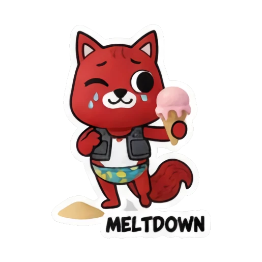 melting ice cream squirrel Summer Red Squirrel Adventures sticker for expressive chats and social replies.
