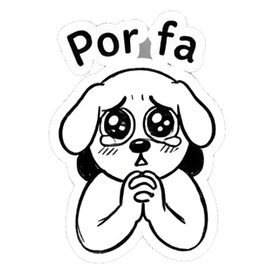 Girl with puppy dog eyes and pleading hands with 'Por fa' text Curly Hair Girl Daily Vibes sticker for expressive chats and social replies.