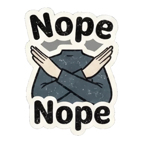 Blonde girl crossing arms to express a firm nope. Retro Blonde Comic Vibes sticker for expressive chats and social replies.