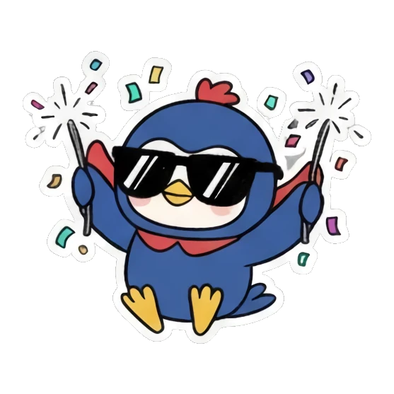 惊讶的表情 Blue Bird Doodle Adventures sticker for expressive chats and social replies.