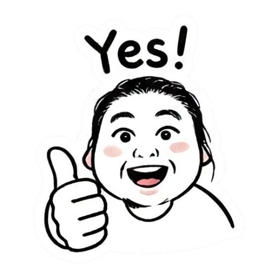 Girl giving a thumbs up with a happy yes expression Daily Doodle Girl sticker for expressive chats and social replies.