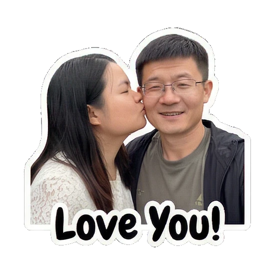 Wife kissing husband on the cheek Our Sweet Couple Life sticker for expressive chats and social replies.