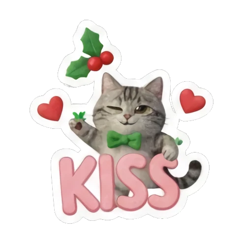 小猫撒纸屑庆祝 Festive Tabby Expressions sticker for expressive chats and social replies.