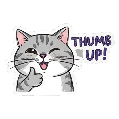 Cat giving a thumbs up Playful Gray Tabby Diary sticker for expressive chats and social replies.