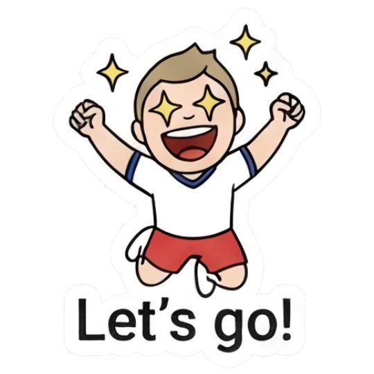 An excited boy jumping with star-shaped eyes. Daily Life of a Cartoon Boy sticker for expressive chats and social replies.