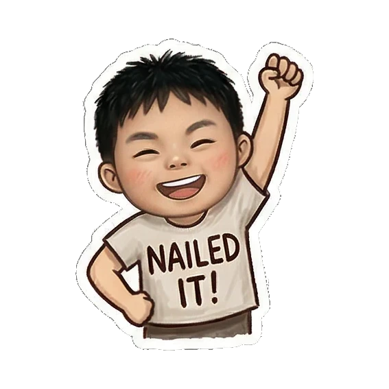 Boy celebrating success Little Dancer Boy sticker for expressive chats and social replies.