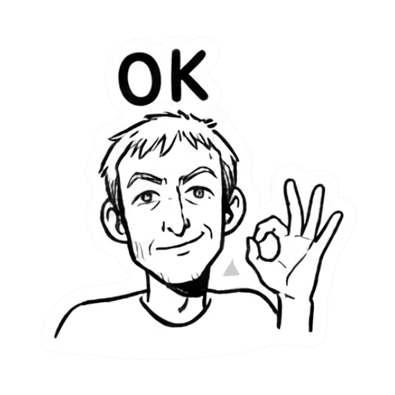 Young man making an OK hand gesture with a confident smile Doodle Guy Daily Vibes sticker for expressive chats and social replies.