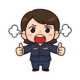 兴奋女孩穿越时空。 Little Officer's Daily Express sticker for expressive chats and social replies.