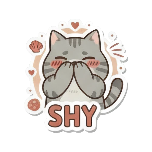 害羞捂脸的小猫 Playful Grey Tabby sticker for expressive chats and social replies.