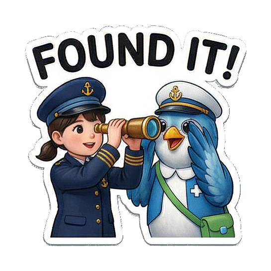 日常社交聊天必备 Little Captain & Blue Bird Duo sticker for expressive chats and social replies.