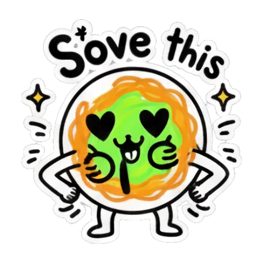 Spaghetti character with heart eyes and 'Love this' text. Spaghetti Doodle Pals sticker for expressive chats and social replies.
