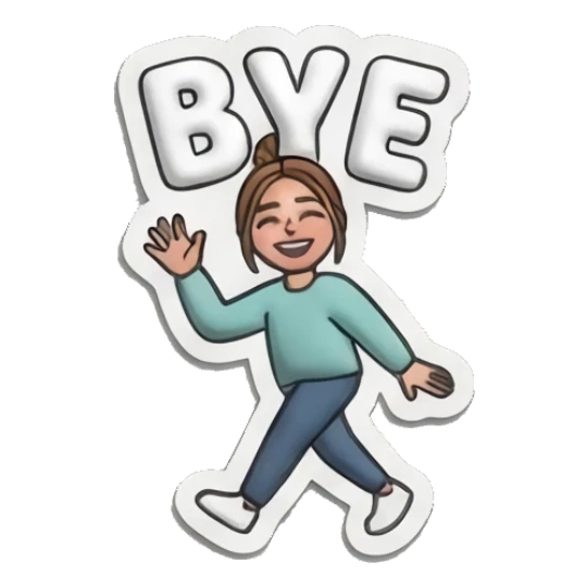 Girl waving goodbye while walking Puffy Girl Daily Life sticker for expressive chats and social replies.