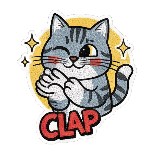 灰猫大笑庆祝 Vintage Comic Cat Expressions sticker for expressive chats and social replies.