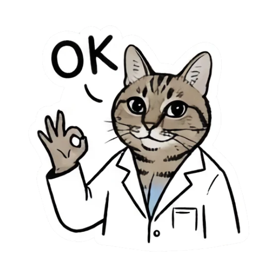Doctor cat making OK gesture with hand Doctor Tabby Cat Daily sticker for expressive chats and social replies.