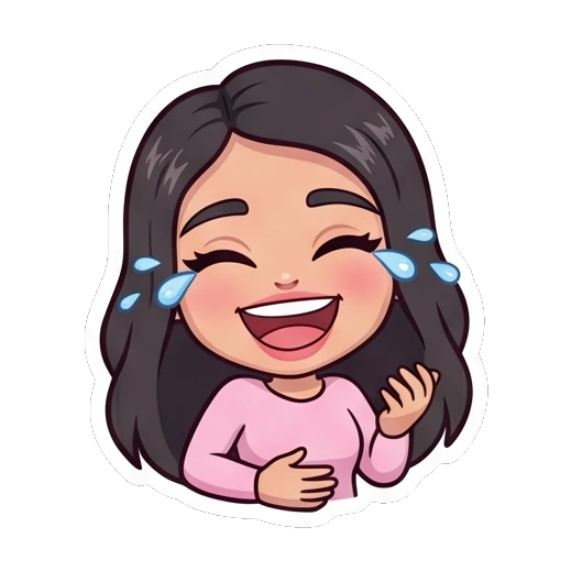 Girl laughing out loud with tears of joy Cheerful Girl Daily Life sticker for expressive chats and social replies.