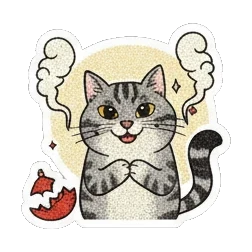 愤怒冒烟的猫咪 Vintage Tabby Cat Moods sticker for expressive chats and social replies.
