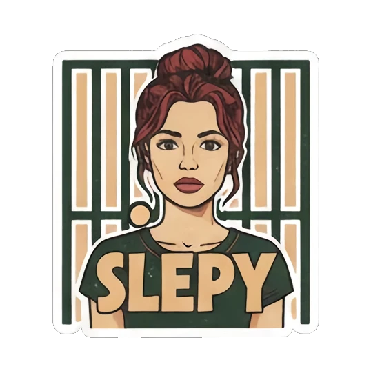 Sleepy 'SLEPY' behind bars Expressive Gal's Daily Moods sticker for expressive chats and social replies.