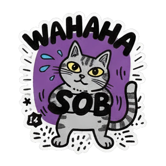 猫咪大笑流泪 Colorful Keith Haring Cat sticker for expressive chats and social replies.