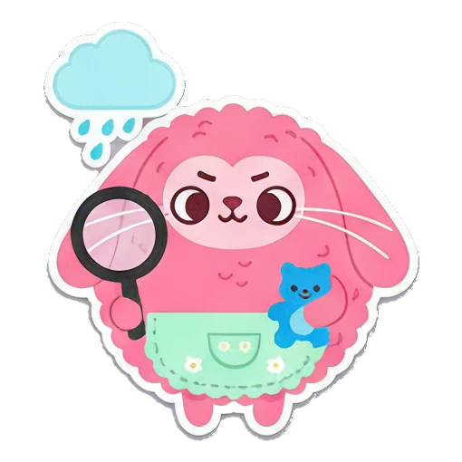 可爱角色探究 Pink Fluffy Buddy sticker for expressive chats and social replies.