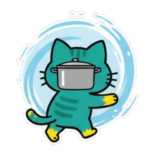 头戴锅盖的猫 Cute Teal Cat Stickers sticker for expressive chats and social replies.